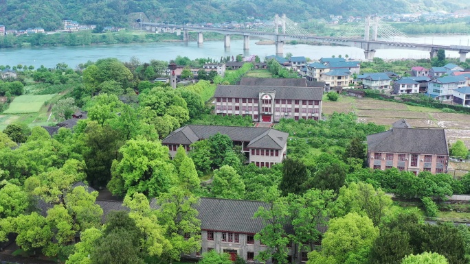 航拍湖南怀化洪江安江农校