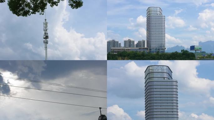 4K实拍延时蓝天白云延时空景素材水塔