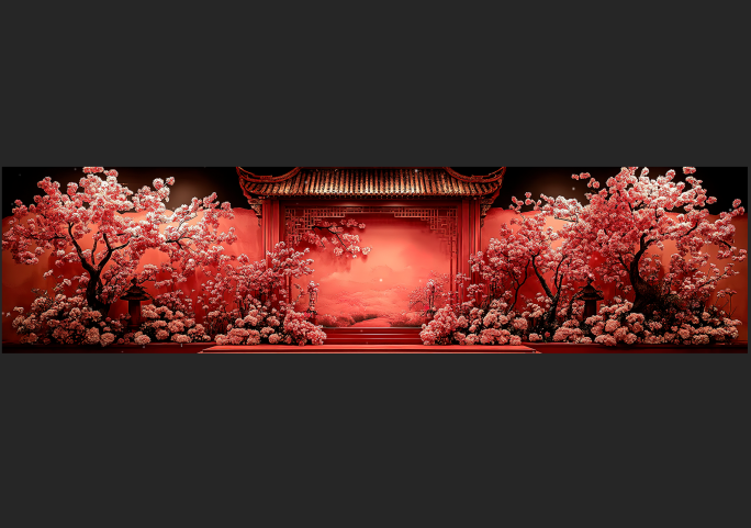 超宽屏—— 中国红国风 舞台背景