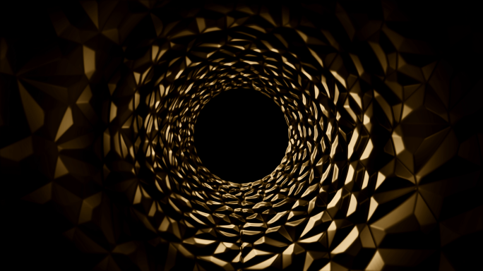 金色发光玻璃梦幻洞穴动感科技隧道穿梭背景