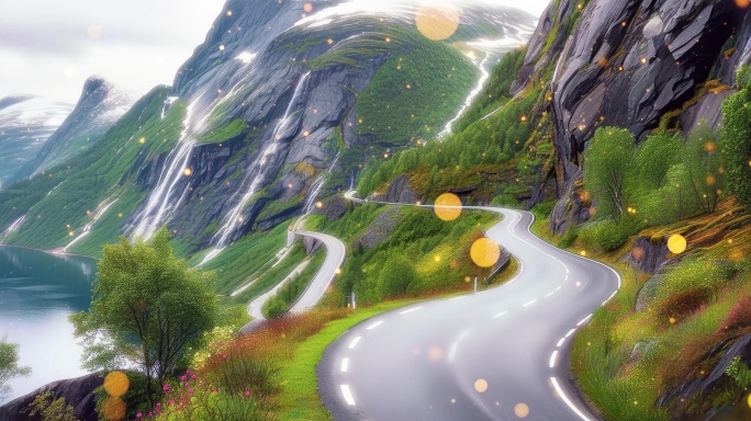 8K编挪威的特罗尔之路宽屏城市活动