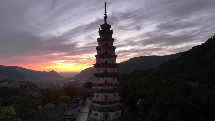 灵岩寺秋景航拍-4K