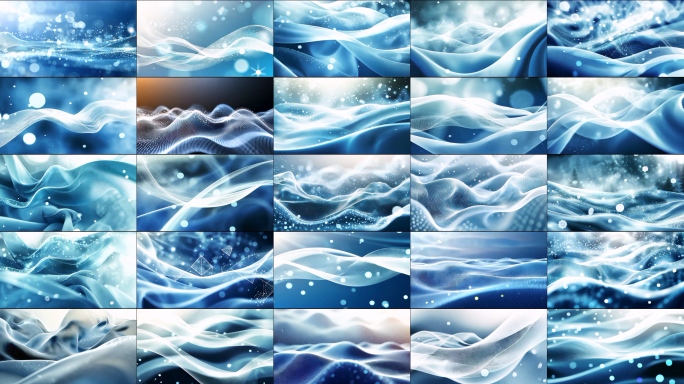 白色波浪粒子海浪线条海浪form网格大屏