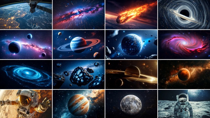 【4K】浩瀚宇宙太空星云银河行星陨石合集