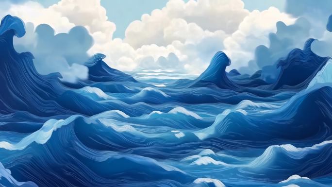抽象背景 海江河湖水 卡通海浪 循环背景