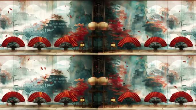 国风古风戏曲戏剧扇子舞台