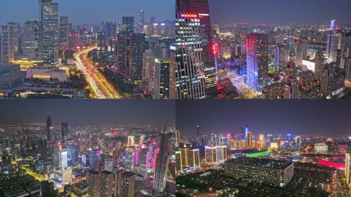 济南高新区CBD航拍高清夜景