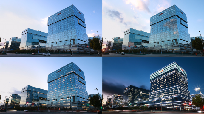 京东总部大楼日转夜延时视频素材