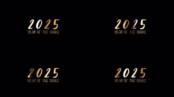 2025 蛇年金色文字闪耀光影动态标题，黑色抽象背景。推广广告概念，使用 QuickTime Alp