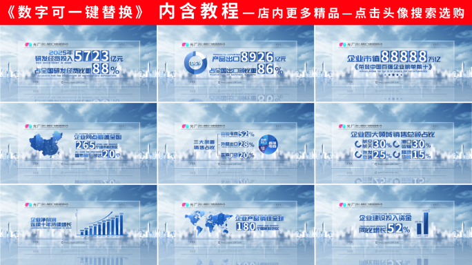 简洁企业文字数据展示