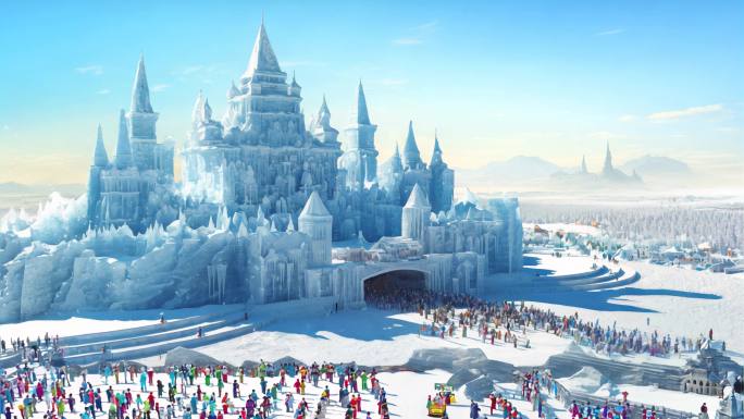 冬天哈尔滨冰雪大世界风景旅行
