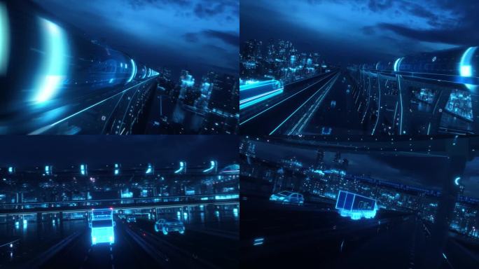C4D高科技信息化智慧城市运输科技片头