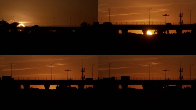 城市夕阳日落延时