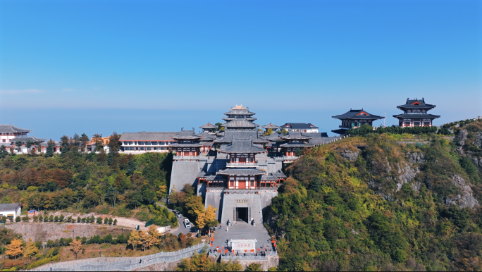 4K大洪山大慈恩寺景区航拍湖北名山之一