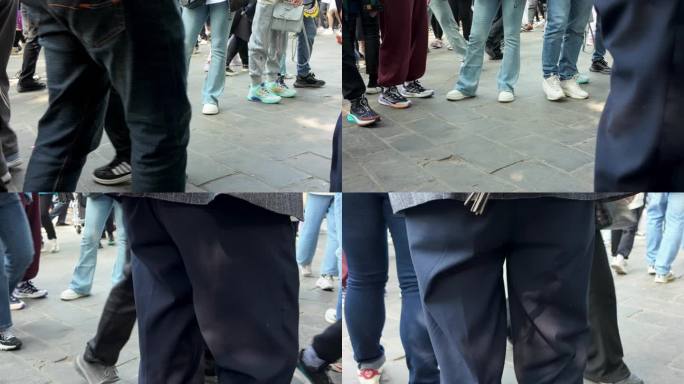 北京城市人流脚步步行 人来人往 脚部镜头