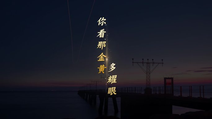 MV抒情歌词唱词字幕竖版模板(金蓝两色)