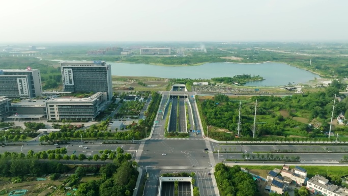 航拍合肥瑶海区磨店少荃湖湿地公园
