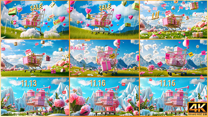 购物车 买货消费黑5电商平台打折促销片头