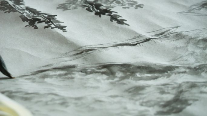 国画家绘画运笔特写