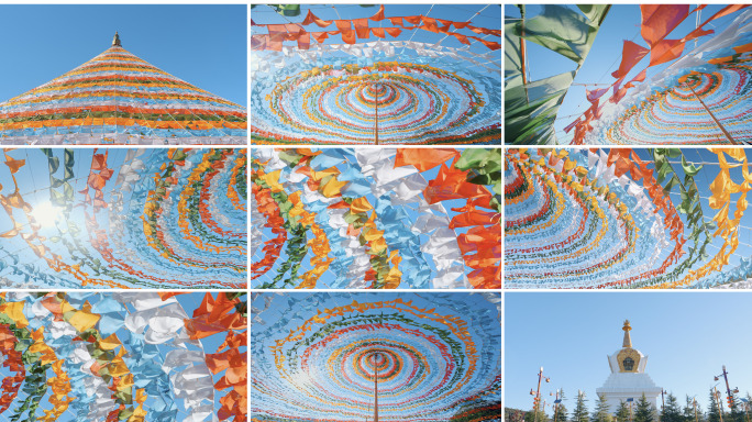 飘扬的五彩经幡名族符号藏族经幡信仰