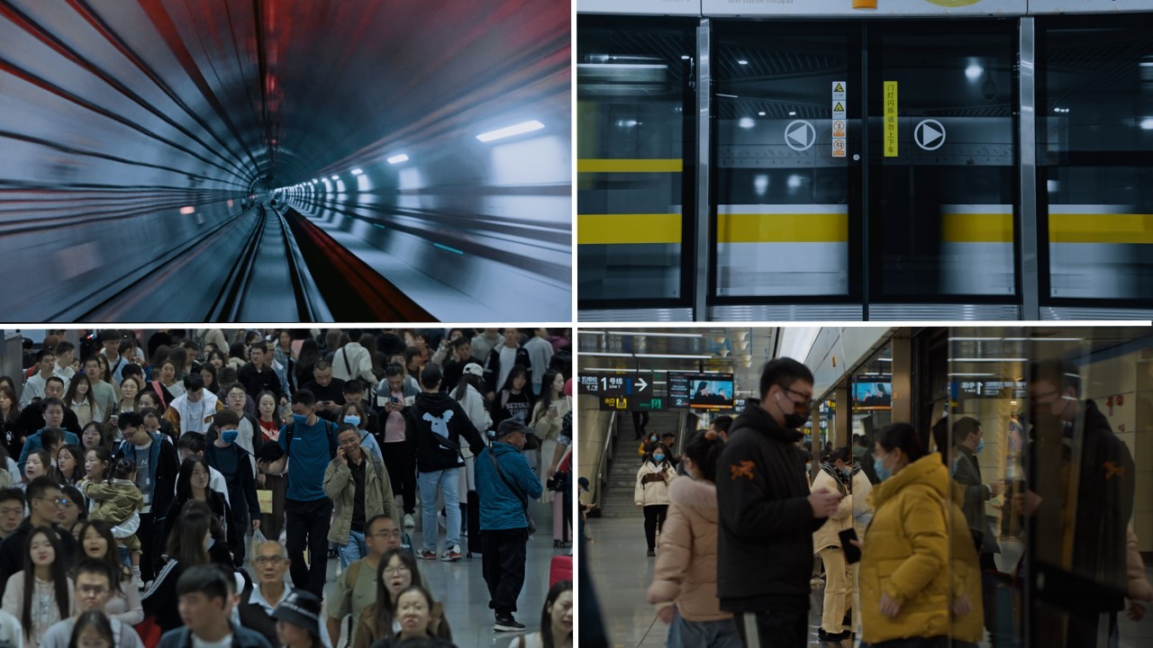 乘坐地铁上班的白领 都市快节奏