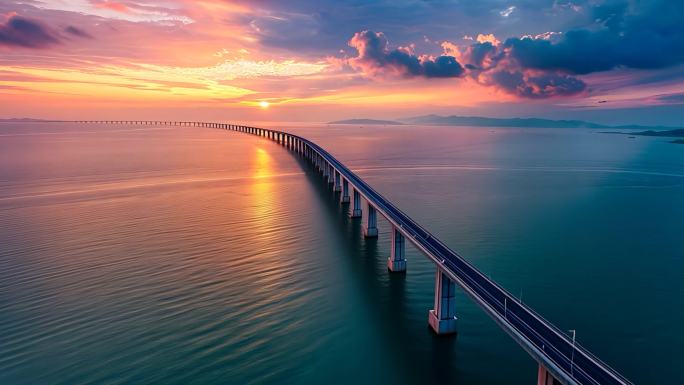夕阳下的跨海大桥
