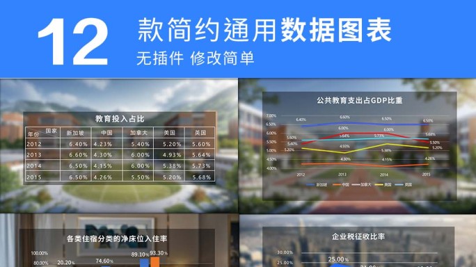 简洁数据图表柱状图表科技表格（无插件）