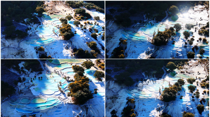 4K航拍夕阳下云南香格里拉白水台