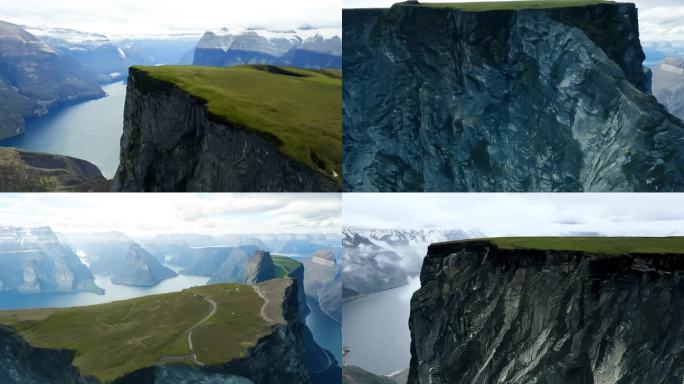 挪威普雷克斯特伦悬崖的垂直绝壁