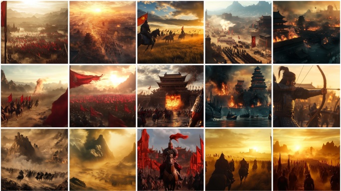 古代战场硝烟弥漫千军万马攻城战