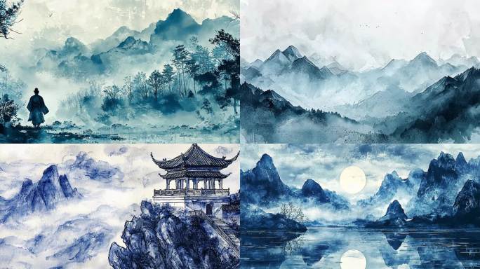 中国风水墨山水国风水墨水墨晕染写意水墨2
