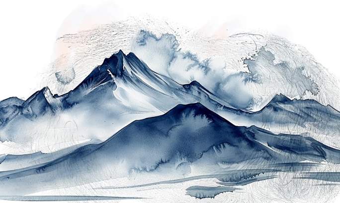 中国风水墨山水国风水墨水墨晕染写意水墨1