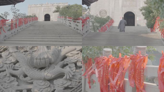 苏州天平山法螺寺地拍景色 僧人