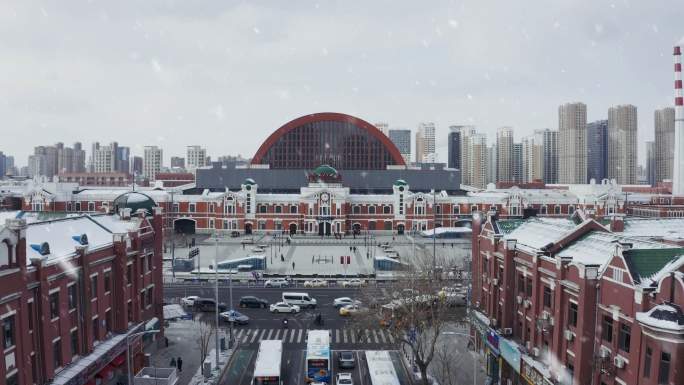 沈阳城市雪景航拍