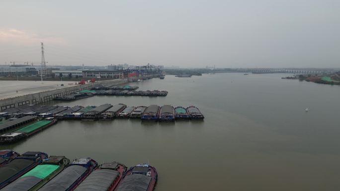 衢州港口 衢州货运船 河道 衢州航拍