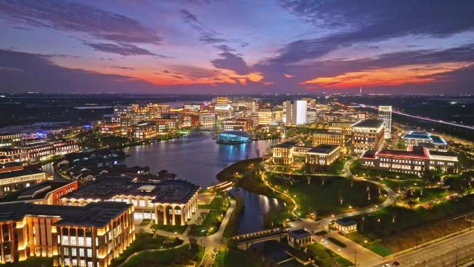 华为练秋湖研究中心 夜景 晚霞