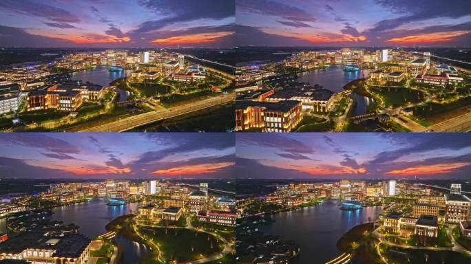 华为练秋湖研究中心 夜景 晚霞