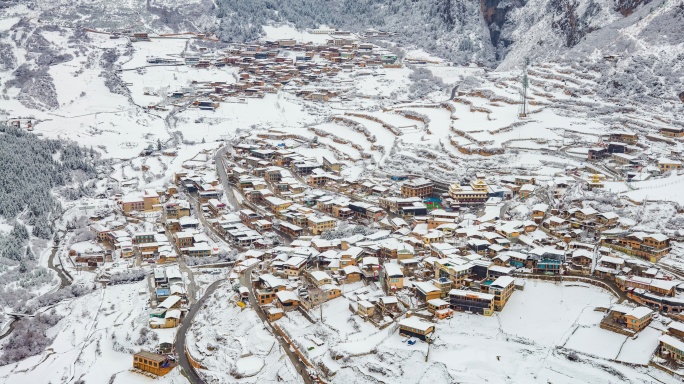 甘肃甘南扎尕那雪景8k航拍