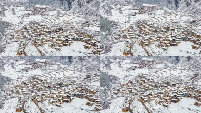 甘肃甘南扎尕那雪景8k航拍