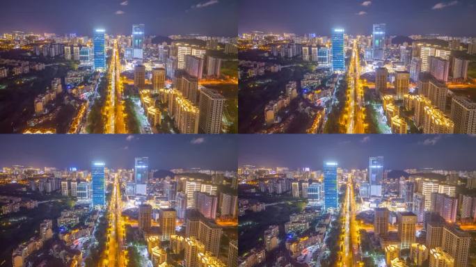 海南三亚迎宾路璀璨自贸港城市夜景