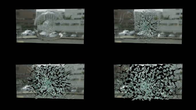 玻璃破碎 4K 透明通道