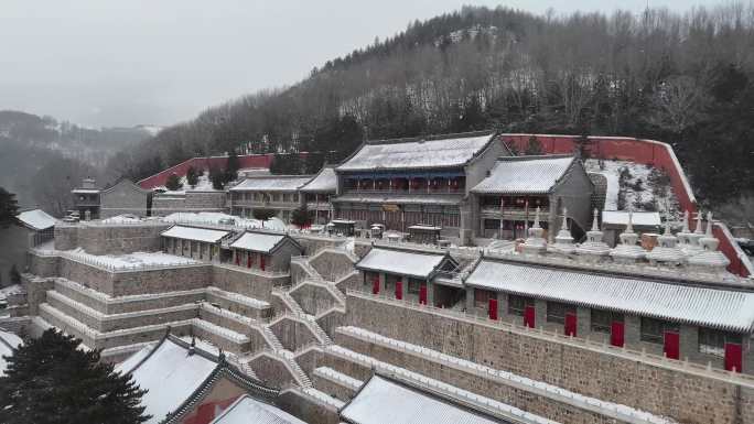 山西五台山冬季雪景寺庙佛教圣地合集