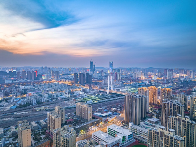 徐州和平大桥航拍延时夜景
