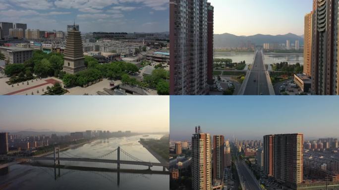 航拍l辽宁朝阳古塔城市