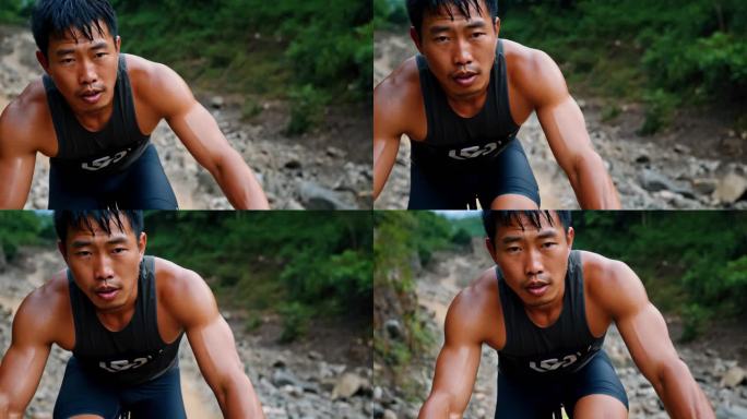 越野自行车极限运动比赛山地下坡春天夏天