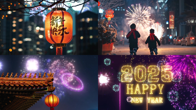 2025春节喜庆绚丽烟花过年新年