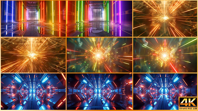 合集 多款光影穿梭舞台背景 炫酷光线片头