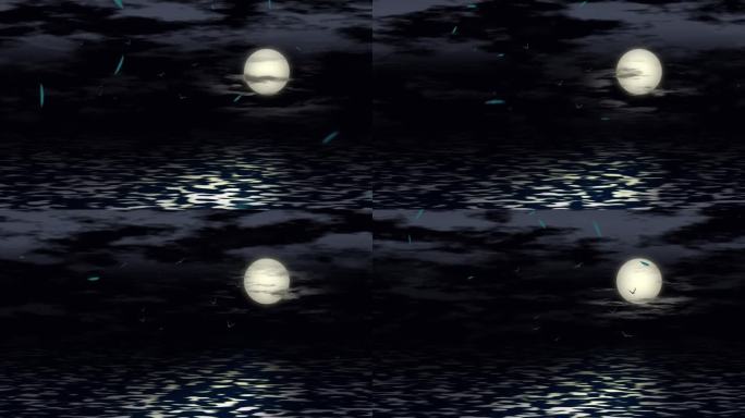 【视频素材/AE工程】海上明月夜空
