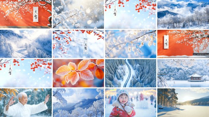 大雪节气唯美雪景空镜冬天雾凇雪花北方