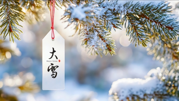 大雪节气唯美雪景空镜冬天雾凇雪花北方